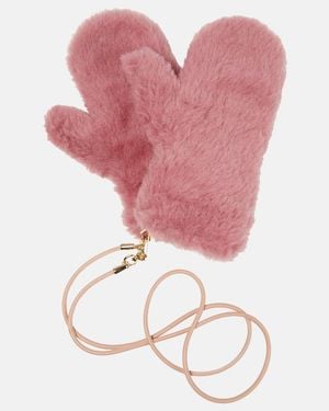Max Mara Ombrato Teddy Mittens - Pink
