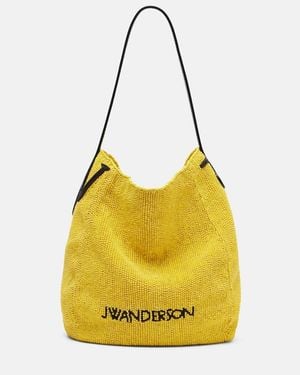 JW Anderson Bulb Small Beaded Leather-Trimmed Shoulder Bag - Yellow