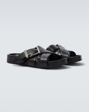 Balenciaga Belt Leather Mules - Black