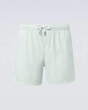 Thom Sweeney Striped Swim Trunks - Blue