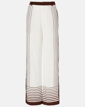 SIR. Destino Striped Silk Wide-Leg Trousers - White