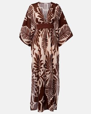 Poupette Caftan Sol De Muselina De Algodon - Marrón