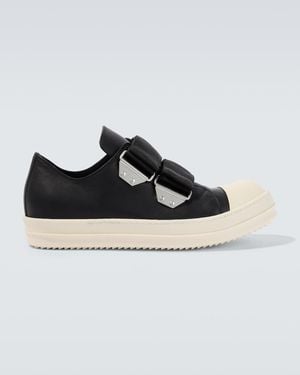 Rick Owens Low Strap Sneaks Leather Trainers - Black