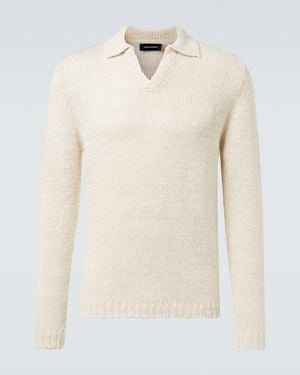 Thom Sweeney Linen-Blend Polo Jumper - Natural