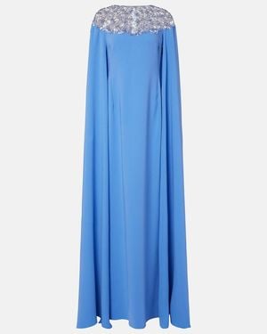 Oscar de la Renta Verzierte Robe Aus Einem Seidengemisch - Blau