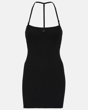 Courreges Ribbed-Knit Minidress - Black