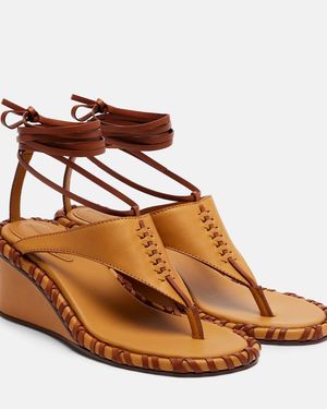 Zimmermann Leather Wedge Sandals - Brown