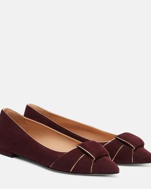 Gianvito Rossi Suede Ballet Flats - Red