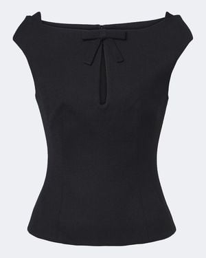 ShuShu/Tong Bow-Detail Off-Shoulder Top - Black