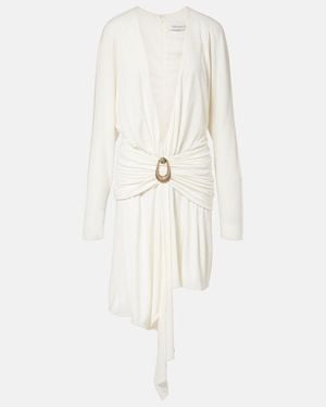 Christopher Esber Stone Pin Draped Jersey Minidress - White
