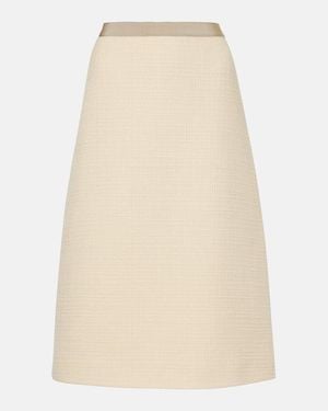 Valentino Mossi Wool-Blend Tweed Midi Skirt - Natural