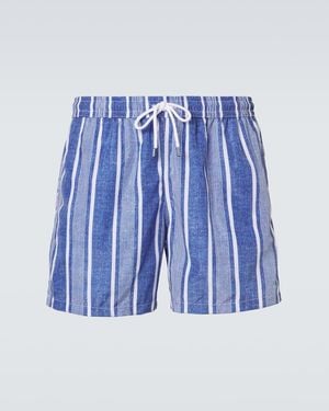 Fedeli Striped Swim Trunks - Blue