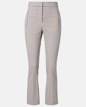 Veronica Beard Gingham Seersucker Cropped Slim Pants - Gray