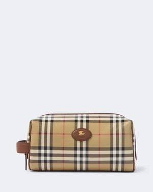 Burberry Bolso Neceser De Lona Con Check - Neutro