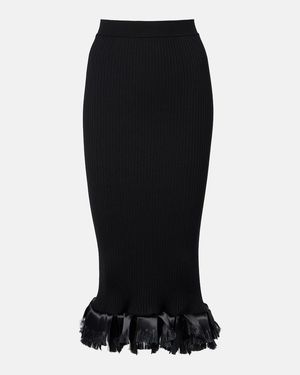 FFORME Falda Midi Riley En Mezcla De Lana - Negro