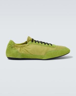 Prada Collapse Re-Nylon And Suede Trainers - Green