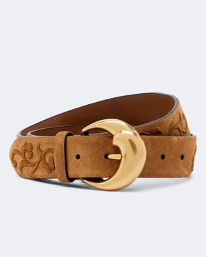 Etro Embroidered Suede Belt - Brown
