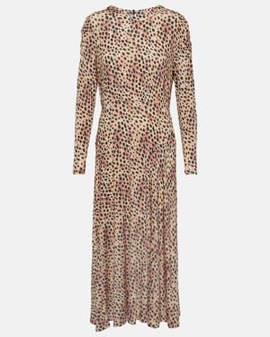 RIXO London Cerise Leopard-Print Midi Dress - Natural
