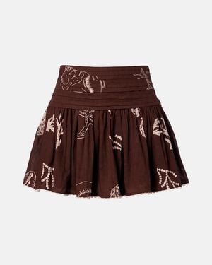 Poupette Minifalda Colleen De Algodon Plisada - Marrón