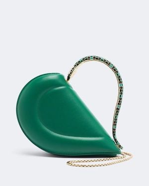 BVLGARI Serpenti Cuore 1968 Leather Top-Handle Bag - Green