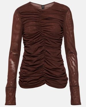 SIR. Jacques Gathered Mesh Top - Brown