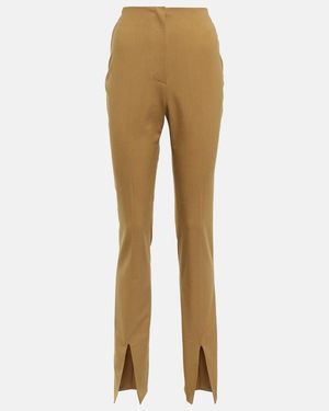 Nanushka Florine Slim Wool-blend Trousers - Natural