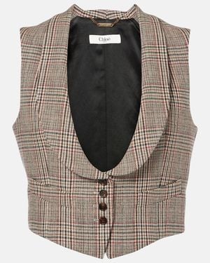 Chloé Chaleco De Mezcla De Lana A Cuadros - Multicolor