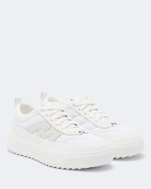 Moncler Altive Leather-Trimmed Platform Trainers - White