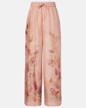 Zimmermann Silk Cascadian Trousers - Pink