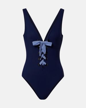 Karla Colletto Bow-Detail Swimsuit - Blue