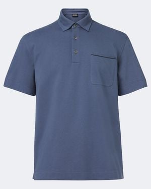 ZEGNA Poloshirt Aus Baumwoll-Pique - Blau