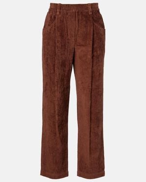 Brunello Cucinelli Cotton Corduroy Wide-Leg Trousers - Brown
