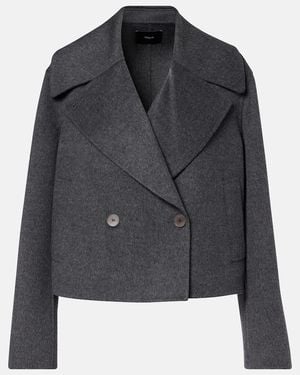 JOSEPH Cropped Wool And Cashmere Peacoat - Black