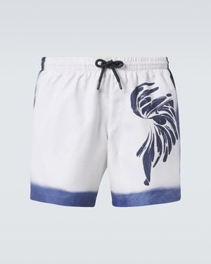 Dries Van Noten Printed Swim Trunks - Blue