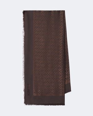 Fendi Schal Ff Aus Einem Seiden- Und Wollgemisch - Braun