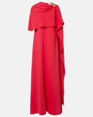 Oscar de la Renta Embellished Silk-Blend Georgette Gown - Red