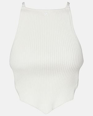 Courreges Ribbed-Knit Cutout Tank Top - White