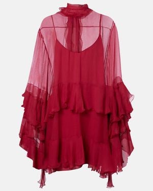 Chloé Ruffled Silk Muslin Minidress - Red