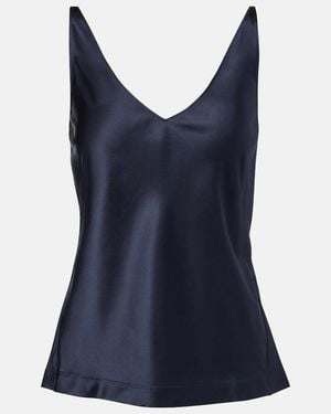 Dorothee Schumacher Sense Of Shine Silk-Blend Satin Top - Blue