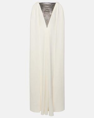 Safiyaa Abrielle Embellished Caped Gown - White