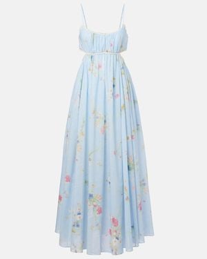 Zimmermann Lucky Picnic Floral Cotton Maxi Dress - Blue