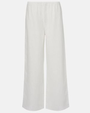 Asceno Austin Linen Wide-Leg Trousers - White