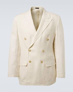 Rubinacci Double-Breasted Linen Blazer - Natural
