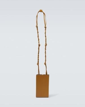 Jil Sander Embossed Leather Phone Pouch - White