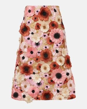 Dorothee Schumacher Blooming Meadow Floral-Applique Midi Skirt - Red