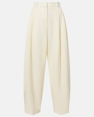 Jacquemus Virgin Wool Wide-Leg Pants - White