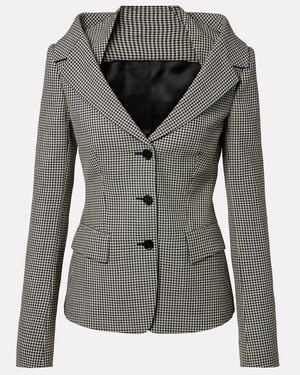 McQueen Gingham Layered Wool Blazer - Grey