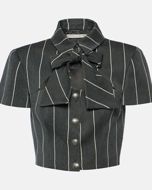 Alessandra Rich Cropped-Jacke Aus Einem Wollgemisch - Schwarz