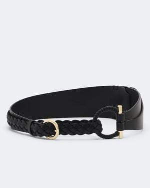 Ferragamo Gancini Braided Leather Belt - Black