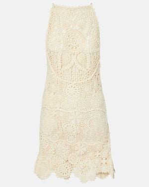 STAUD Mini Whimsy Crochet Cotton Minidress - Natural